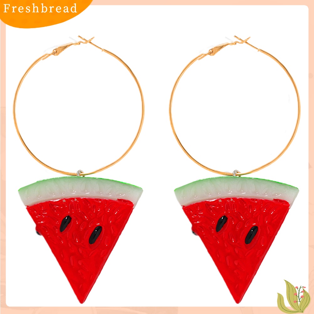 &lt; Freshbread &gt; Wanita Manis Semangka Strawberry Lemon Buah Menjuntai Hoop Earrings Perhiasan Hadiah