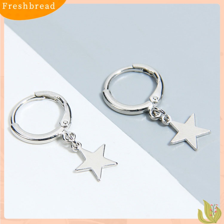 &lt; Freshbread &gt; Fashion Wanita Sederhana Pentacle Pendant Hoop Huggie Earrings Pesta Perhiasan Hadiah