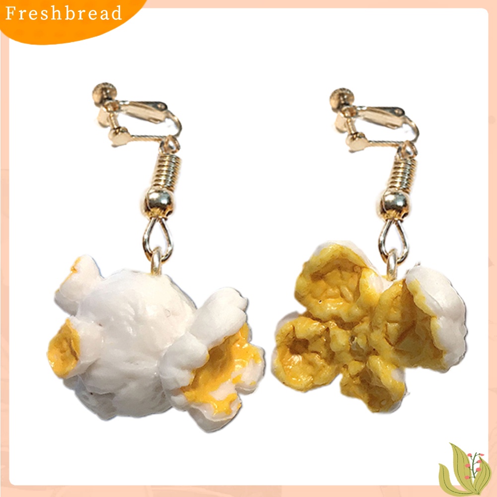 &lt; Freshbread &gt; Lucu Wanita Popcorn Makanan Menjuntai Telinga Klip Kait Anting Pesta Club Perhiasan Hadiah