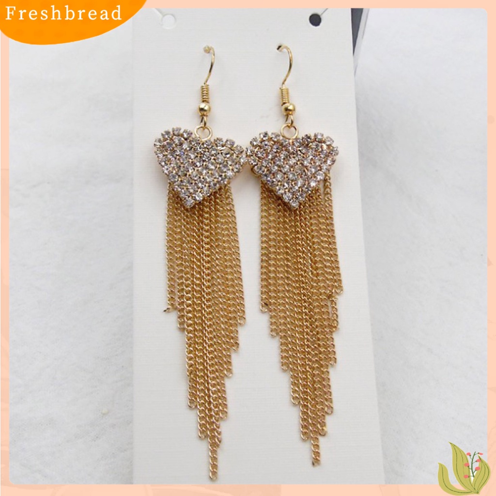 &lt; Freshbread &gt; 1pasang Anting Kait Tindik Hias Alloy Heart Decor Menjuntai Earrings Untuk Kehidupan Sehari-Hari