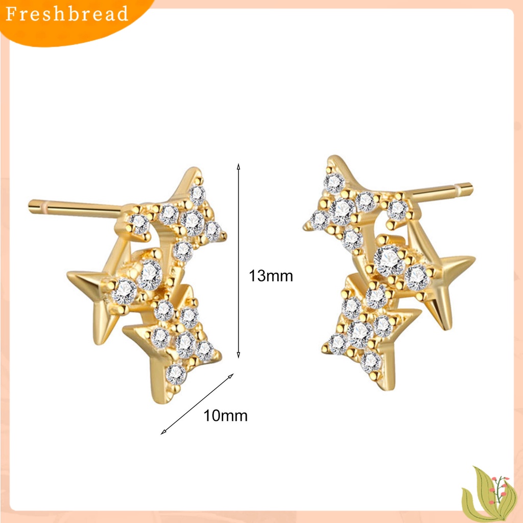 &lt; Freshbread &gt; Wanita Anting Bentuk Bintang Cahaya Mewah Berlian Imitasi Mengkilap Lady Earrings Hadiah Ulang Tahun