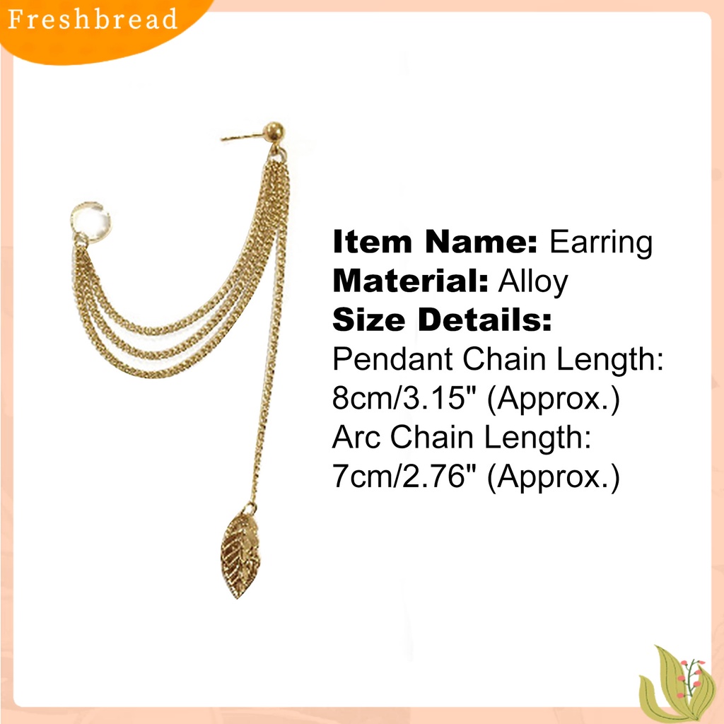 < Freshbread > 1Pc Anting Tusuk Gaya Gothic Punk Hias Alloy Wanita Daun Rantai Menjuntai Earrings Untuk Liburan
