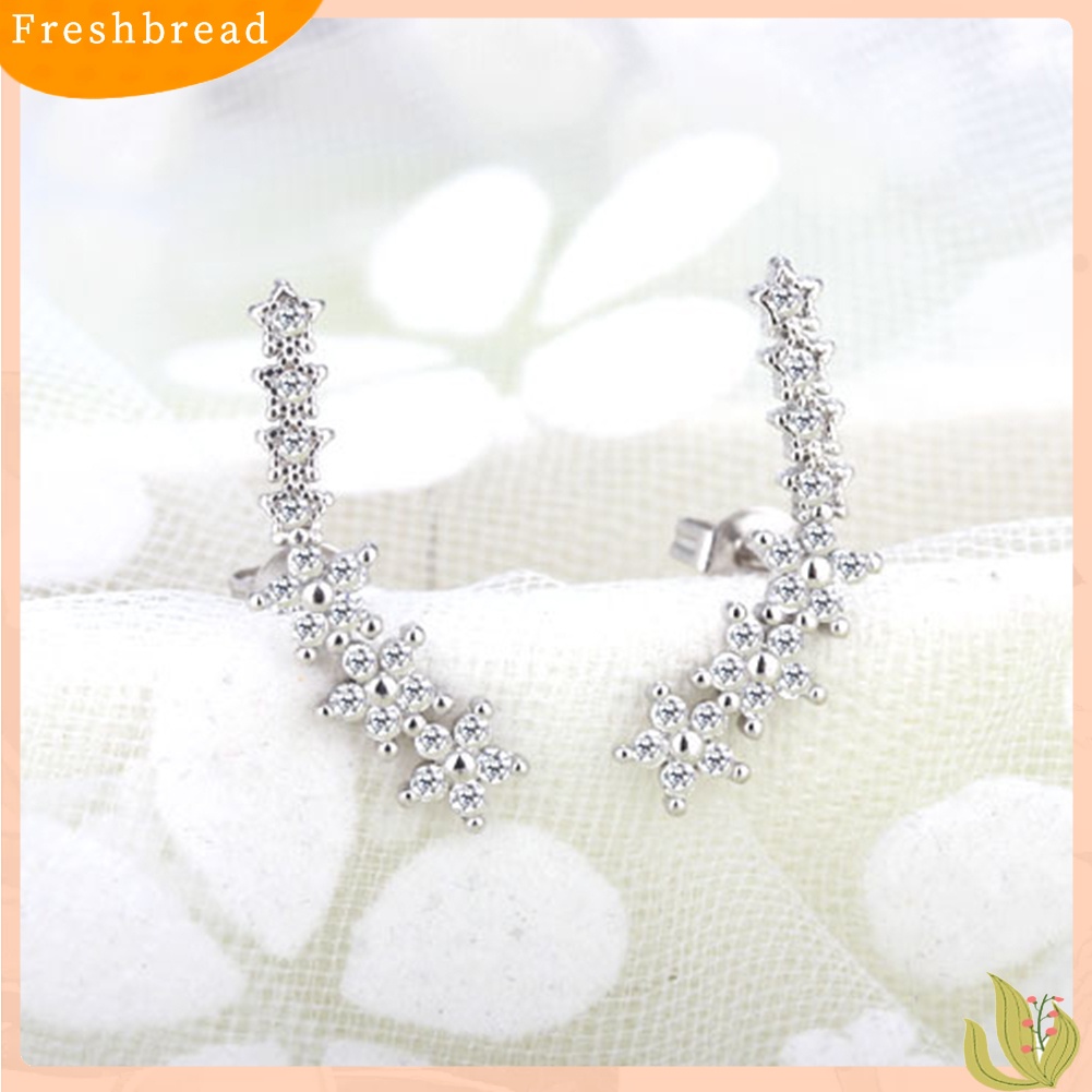 &lt; Freshbread &gt; Fashion Bintang Manis Cubic Zirconia Stud Earrings Perhiasan Indah Wanita