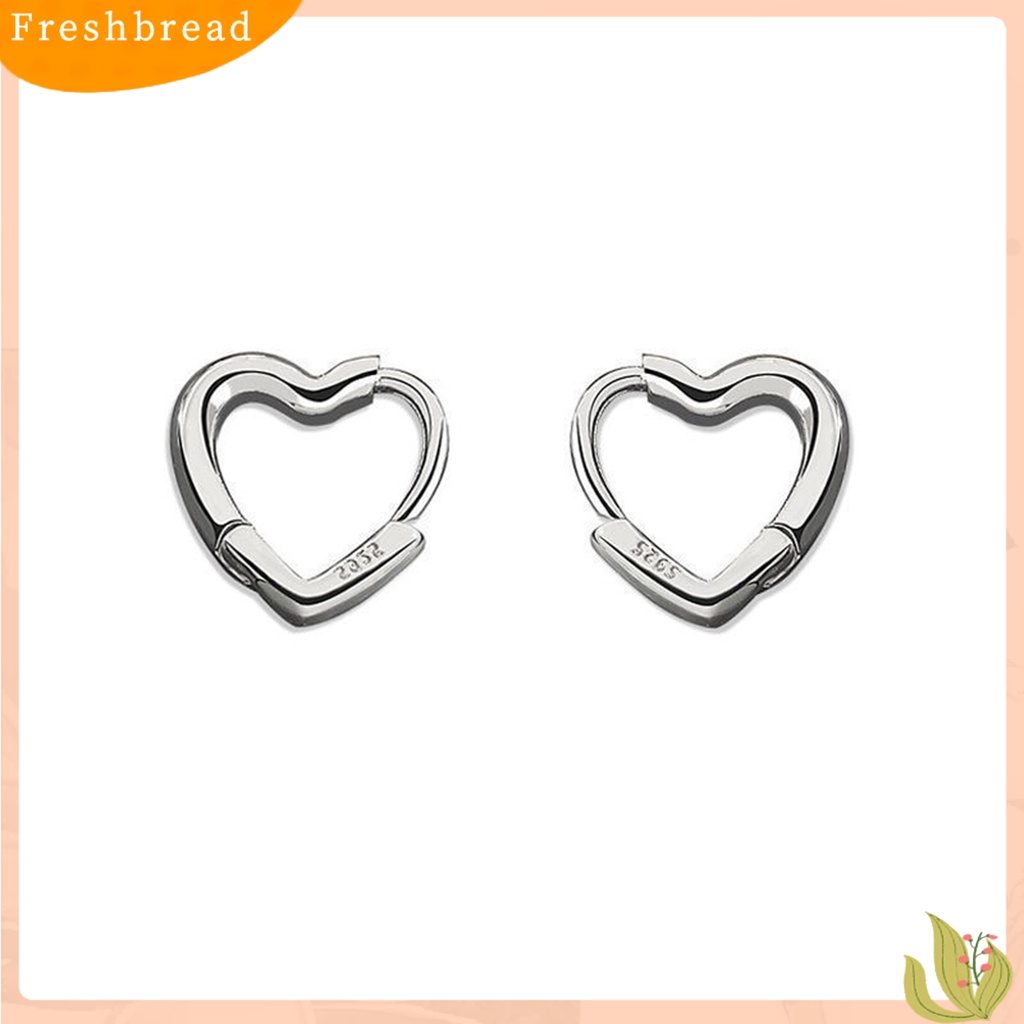 &lt; Freshbread &gt; Anting Bentuk Hati Dekorasi Full Luster Warna Silver Anting Tusuk Kecil Simple Untuk Pesta