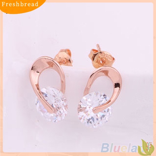 &lt; Freshbread &gt; Hadiah Perhiasan Wanita Mempesona Cubic Zirconia CZ Ear Studs Cocktail Earrings