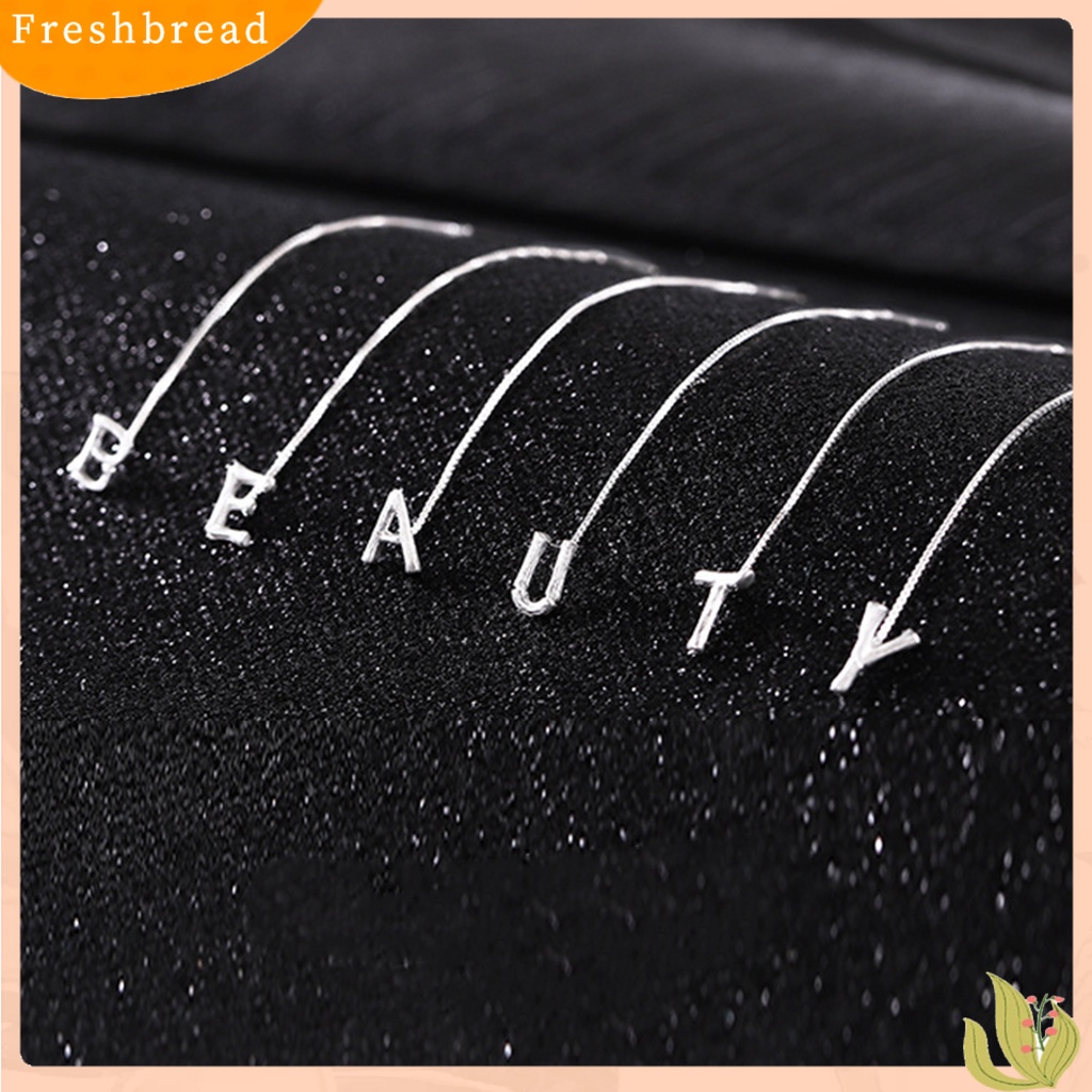 &lt; Freshbread &gt; 1Pc Anting Menjuntai Warna Silver 26huruf Inggris Panjang Rumbai Garis Rantai Gaya Elegan Dekorasi Telinga Perhiasan Tembaga Wanita Anting Menjuntai