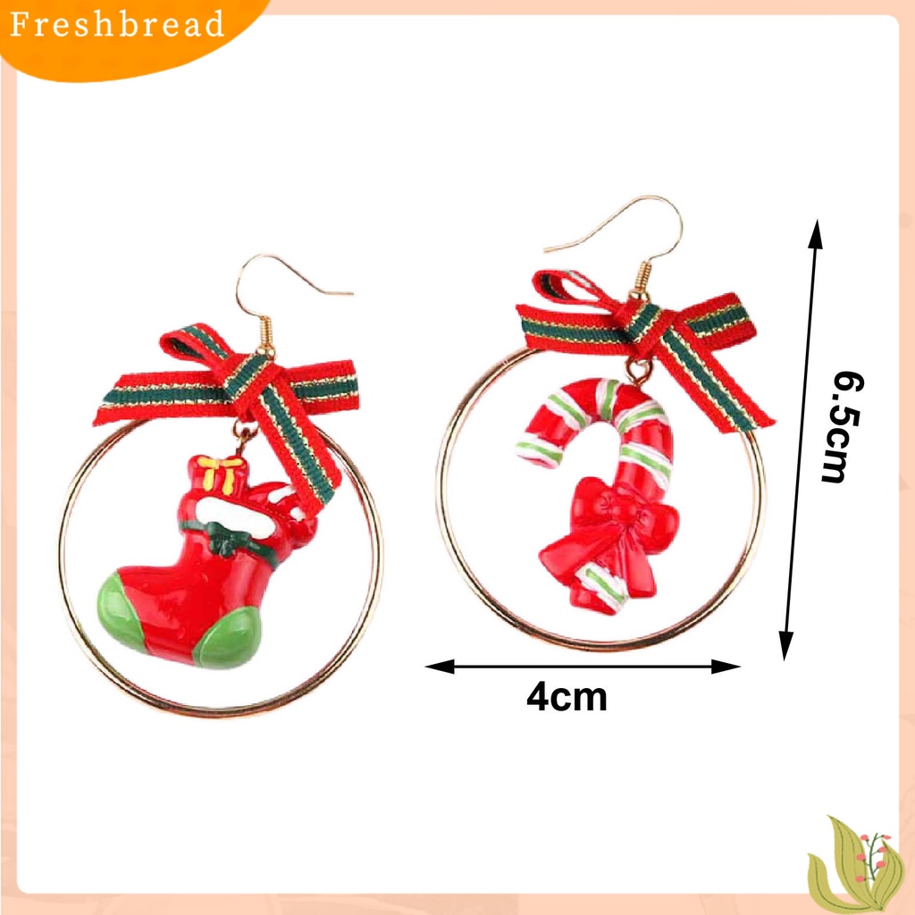 &lt; Freshbread &gt; 1pasang Anting Hoop Motif Bunga Mata-catching Simplicity Alloy Anting Snowman Tema Natal Untuk Anak Perempuan