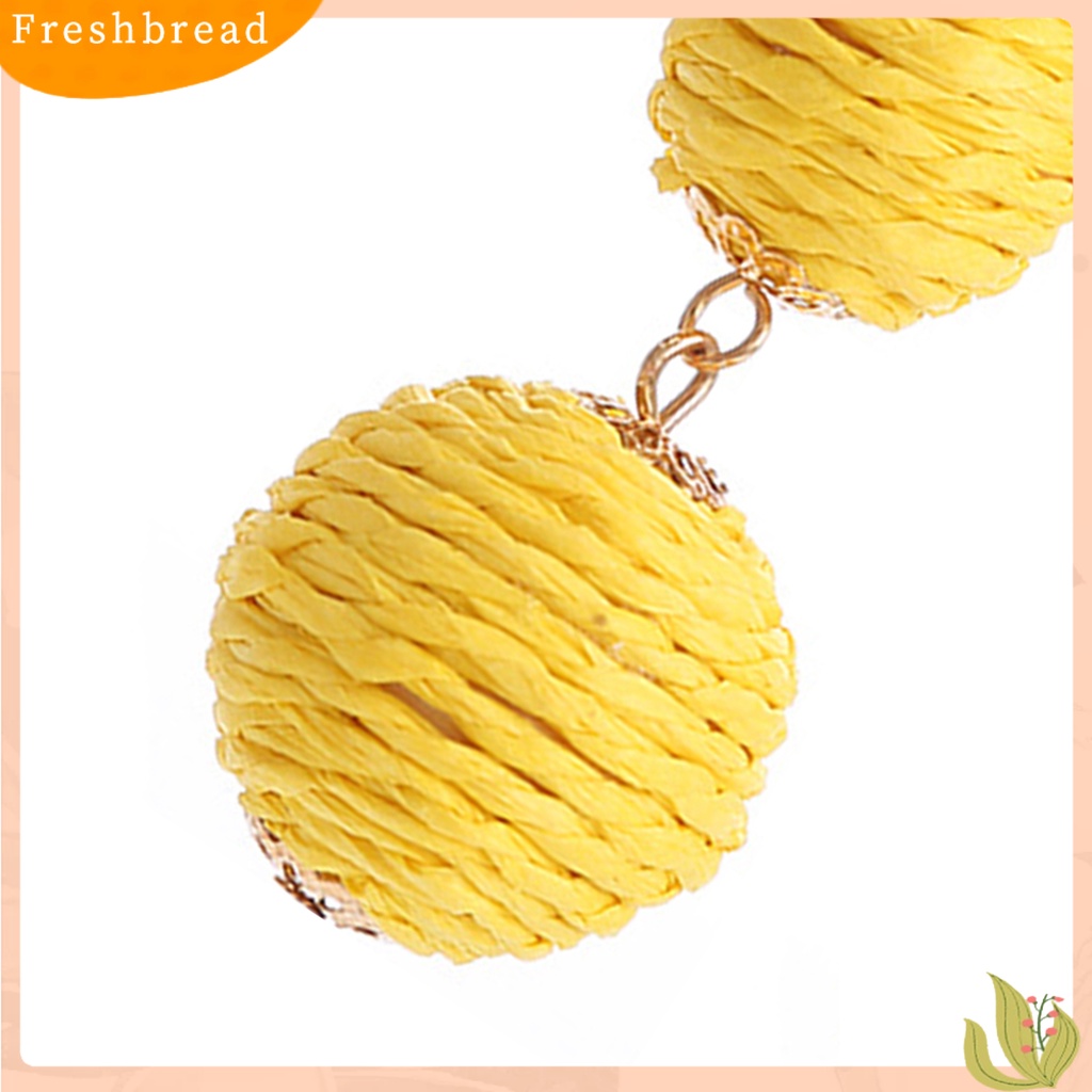 &lt; Freshbread &gt; 1pasang Drop Earrings Gaya Retro Friendly Untuk Kulit All-Match Warna Hidup Rotan Wanita Unik Warna-Warni Bulat Menjuntai Anting-Anting Hadiah Ulang Tahun