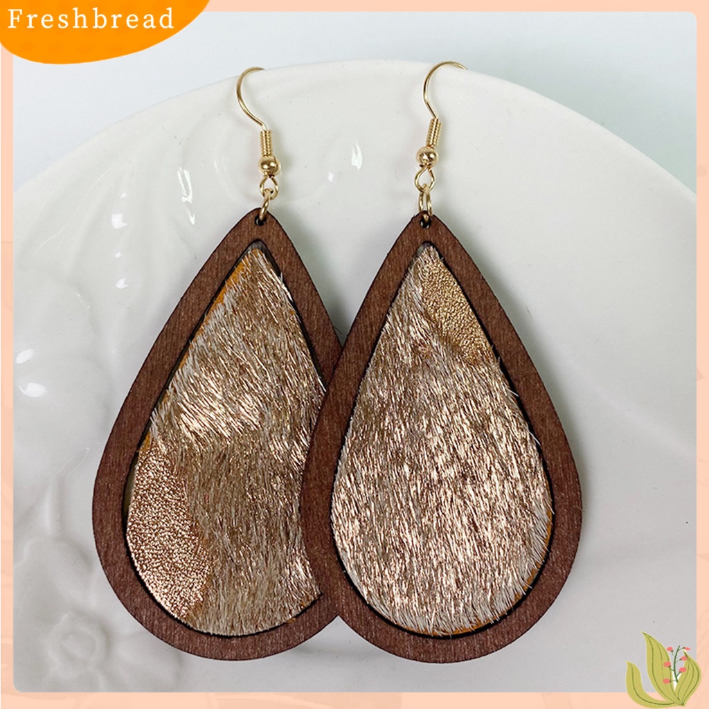 &lt; Freshbread &gt; 1pasang Drop Earrings Leopard Perhiasan Berbentuk Tetesan Air Bohemian Anting Kait Halus Untuk Pakaian Sehari-Hari