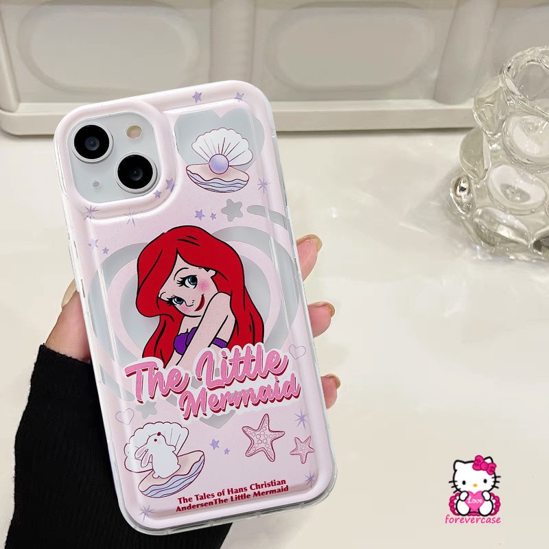 IPHONE The Mermaid Alice Shockproof Airbag Case Kompatibel Untuk Iphone13 12 11 14 Pro MAX 7Plus 6S XR 6 Plus XS X MAX Kartun Lucu Disney Princess PhoneTpu Soft Cover