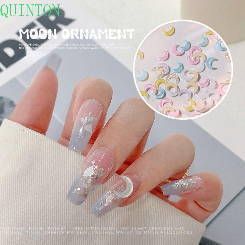 Quinton Es Bulan Pesona Kuku 50 Pcs Resin Kuku Salon DIY Pesona Berlian Imitasi 3D Permata Dekorasi Kuku