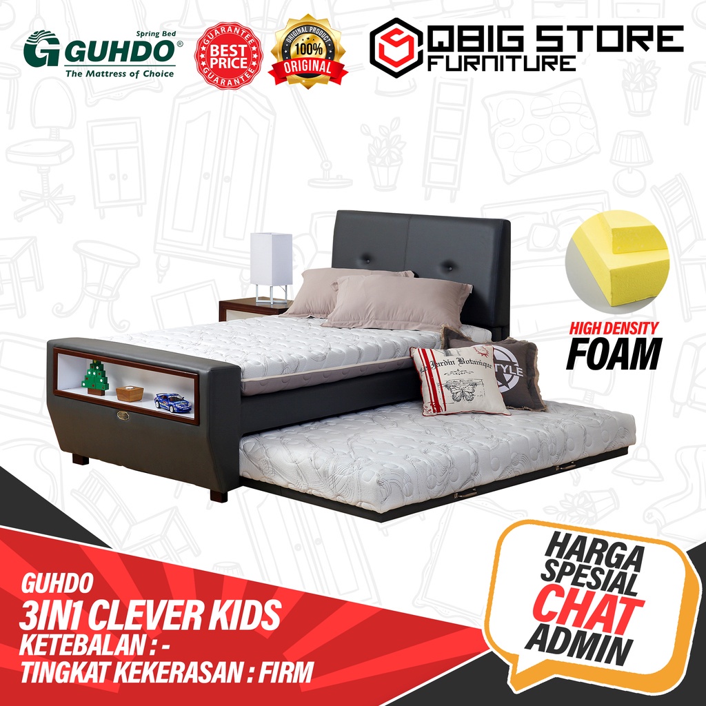 Springbed GUHDO 3in1 Clever Kids Full Set Kasur Spring bed Matras Anak