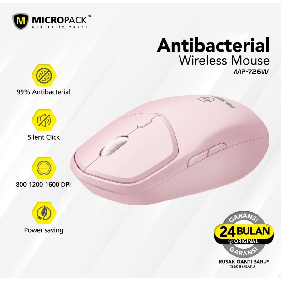 Micropack Mouse Wireless AntiBacterial Silent Click  MP726W