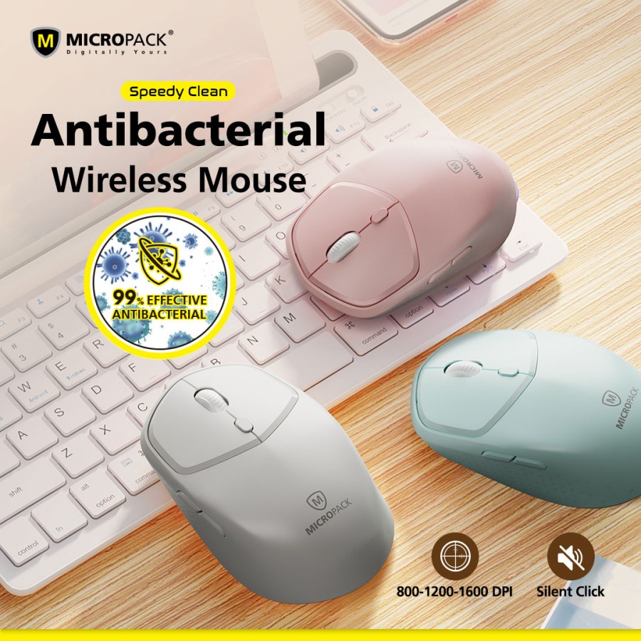 Micropack Mouse Wireless AntiBacterial Silent Click  MP726W