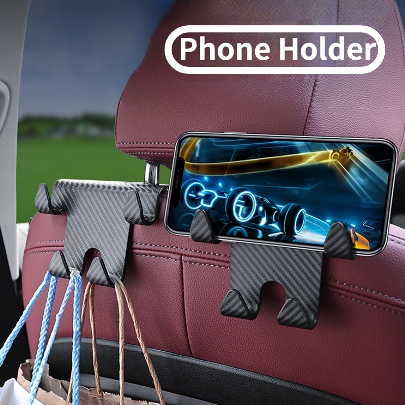 Hook Penyimpanan Gantung Hemat Ruang Mobil Universal/Stand Smartphone Simple Black High Quality