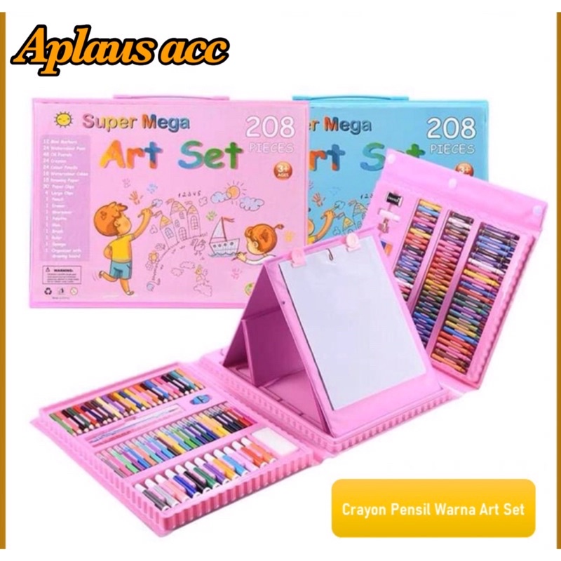 

Alat Lukis Crayon Set 208pcs Alat Set Menggambar Mewarnai Anak-Anak Crayon Cat Air Pensil