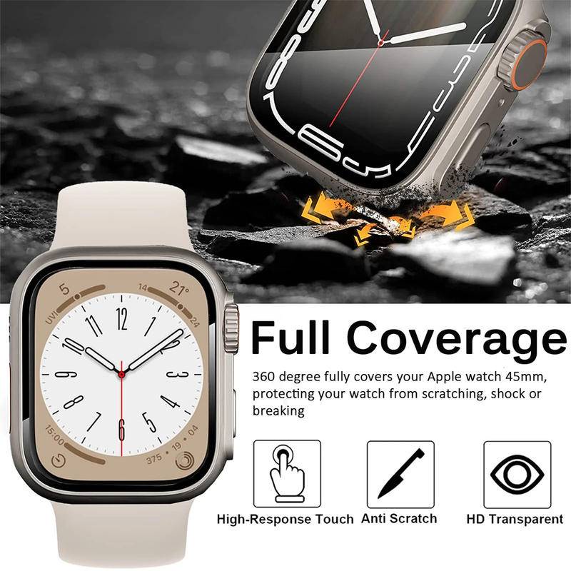 Upgrade Cover for Apple Watch Case SEries 8 7 6 5 4 Se 45mm 44mm 40mm 44mm Pelindung Layar PC Case Tempered Glass Change