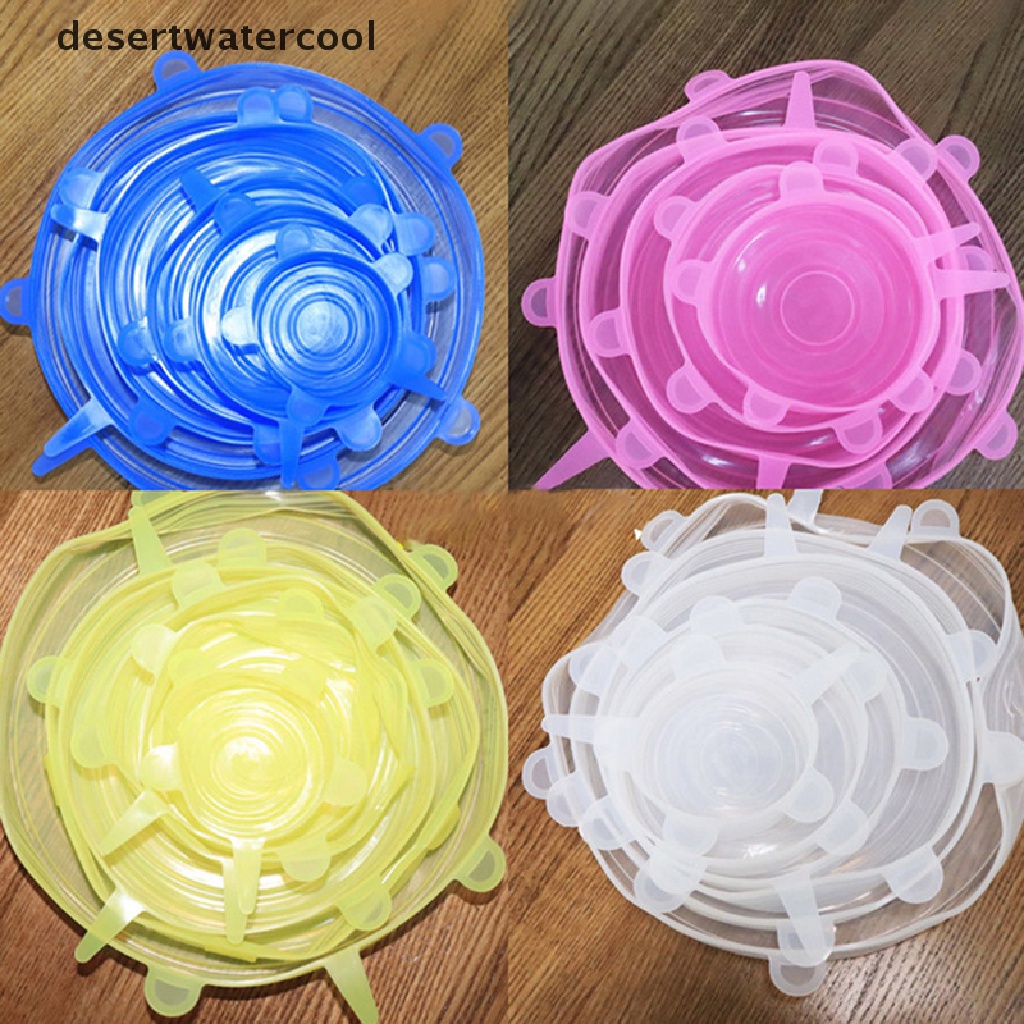 Deid 6Pcs Food Silicone Cover Cap Universal Tutup Silikon Untuk Peralatan Masak Mangkok Microwave Reusable Stretch Lids Bungkus Makanan Martijn