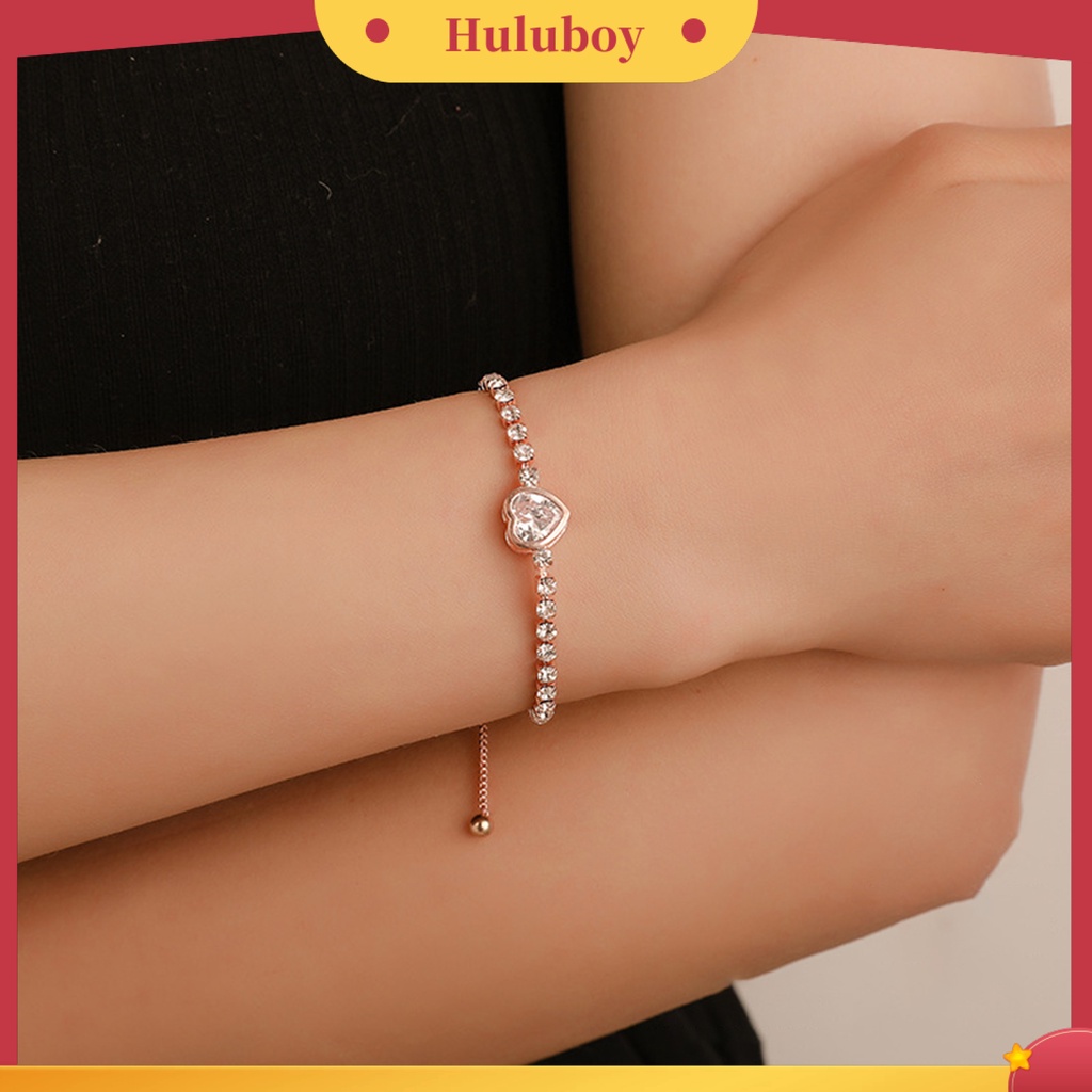 {Ready Stock} Gelang Wanita Hati Cubic Zirconia Perhiasan Bersinar Gaya Korea Bangle Untuk Pesta