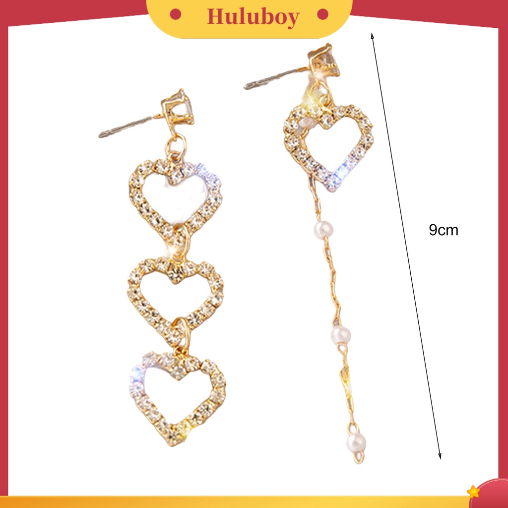 {Ready Stock} 1pasang Anting Menjuntai Hati Berlian Imitasi Perhiasan Gaya Korea Mutiara Imitasi Stud Earrings Hadiah Ulang Tahun