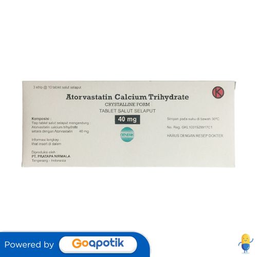 ATORVASTATIN CALCIUM TRIHYDRATE PRATAPA NIRMALA 40 MG BOX 30 TABLET