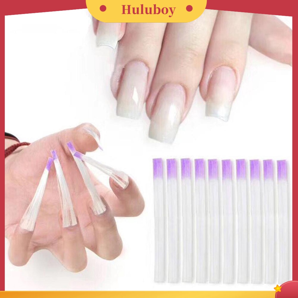 {In Stock} 10Pcs Serat Ekstensi Kuku Fleksibel Nail Art Fiber Quick Extension Glass Gel Sticker Untuk Salon Kuku