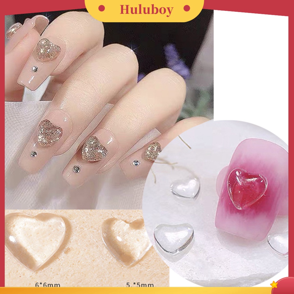 {In Stock} 20Pcs Dekorasi Kuku Transparan Bentuk Indah Mempesona Efek Visual Ramah Lingkungan 3D Cinta Hati Nail Art Decor Manicure Jewelry Untuk Salon Kuku