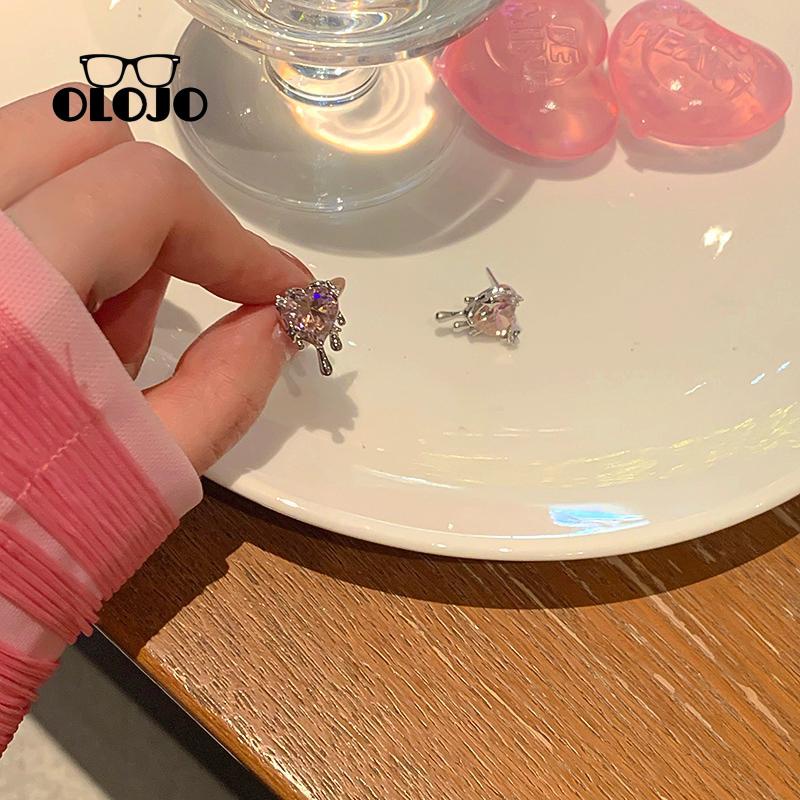 【COD】Zirkon Cair Cinta Anting Manis Indah Glitter Anting Perempuan