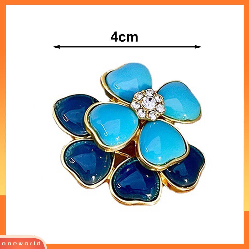 [OWR] 1pasang Anting Wanita Berlapis Ganda Enamel Geometris Tiga Dimensi Retro Dekorasi Bentuk Bunga Biru Stud Earrings Aksesori Perhiasan