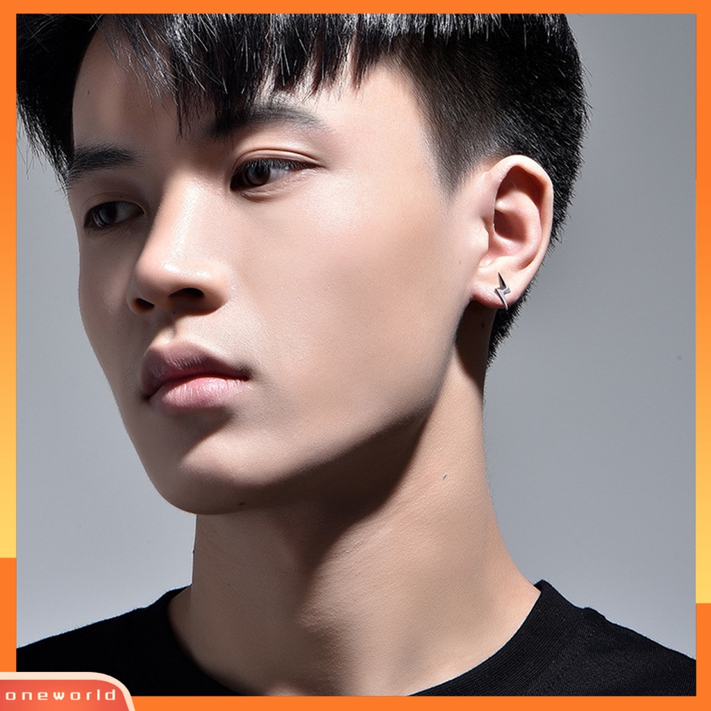 [OWR] 1pc/1pasang Ear Studs Personality Tindik Tiga Dimensi Kelas Tinggi Geometris Hias Nikel Gratis Pria Keren Keren Anting-Anting Perhiasan Aksesori