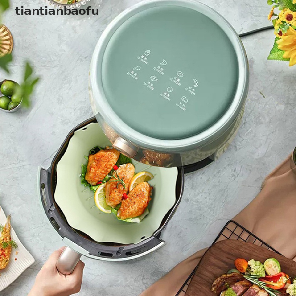 [tiantianbaofu] 22cm Air Fryer Silicone Pot Air Fryer Basket Liner Anti Lengket Oven Baking Tray Butik