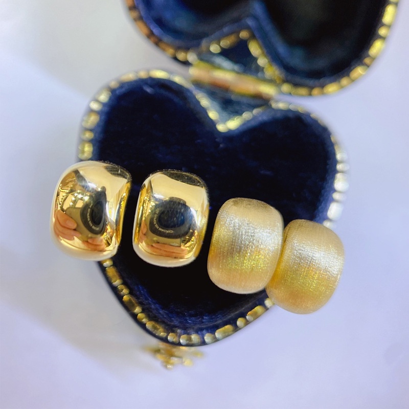 Goldkingdom Aksesoris Perhiasan Fashion Ready Stock Anting Stud Kain Sikat Tangan Itali Dengan Anting Glossy Lapis Emas