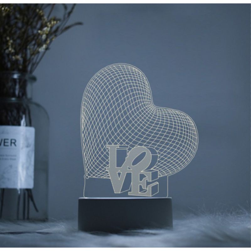 Lampu Kamar lampu hias 3d motif hati love