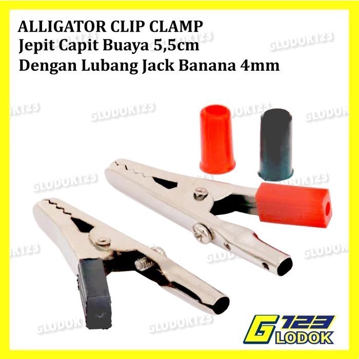 Jepit Capit Buaya Besar 5.5cm Aki Accu Alligator Clip Test Probe Plug