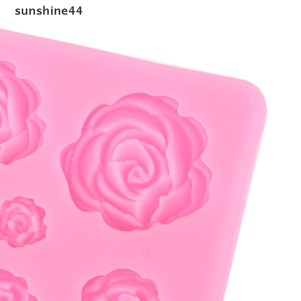 Sunshine 1Pc 7lubang 3D Bunga Mawar Cetakan Silikon Kue DIY Cetakan Coklat Sugarcraft ID