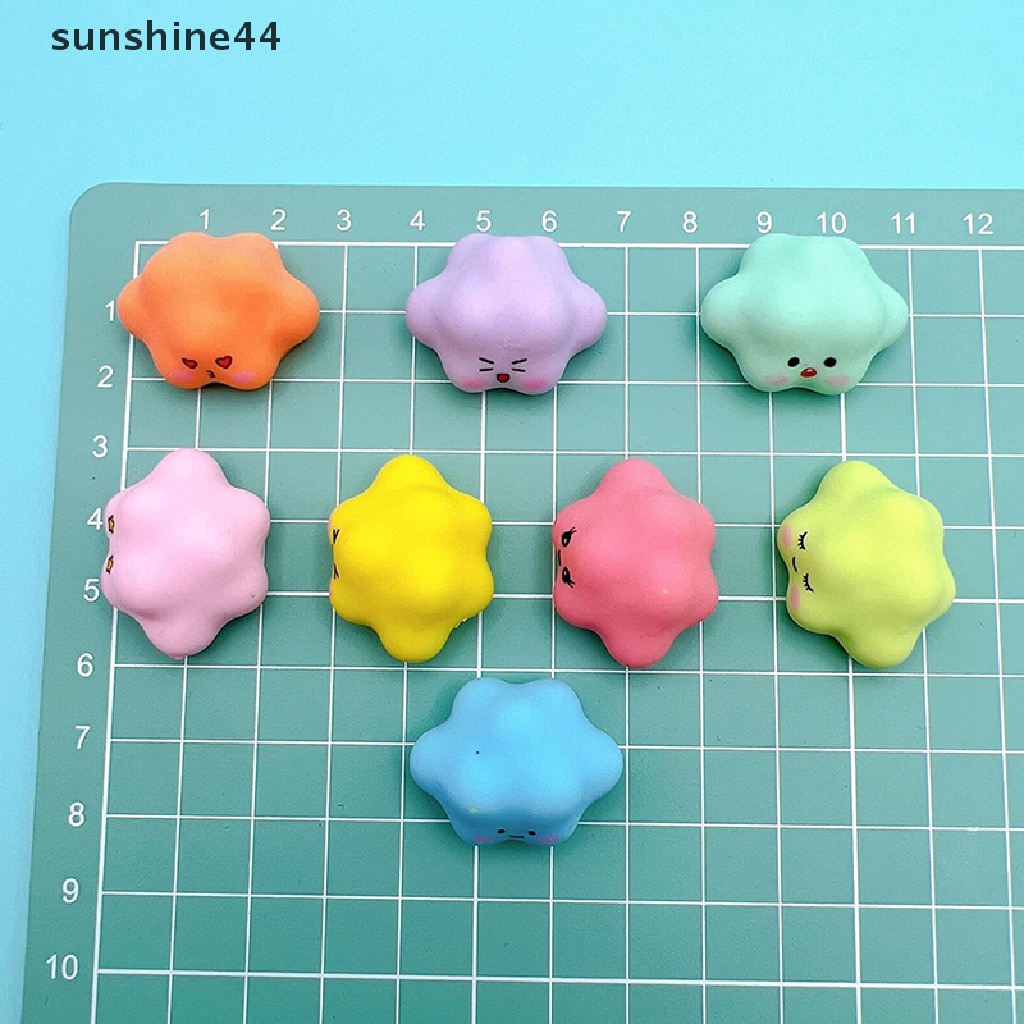 Sunshine 5pcs Resin Luminous Macaroon Expression Awan Patung Menyala Dalam Gelap Miniatur DIY Aksesoris Rumah Boneka Home Desk Decor ID