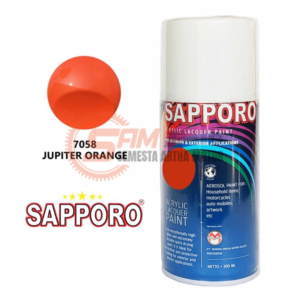 

Pilox Sapporo Jupiter Orange 7058 Cat Semprot 300ml Pilok Jingga Aerosol Spray