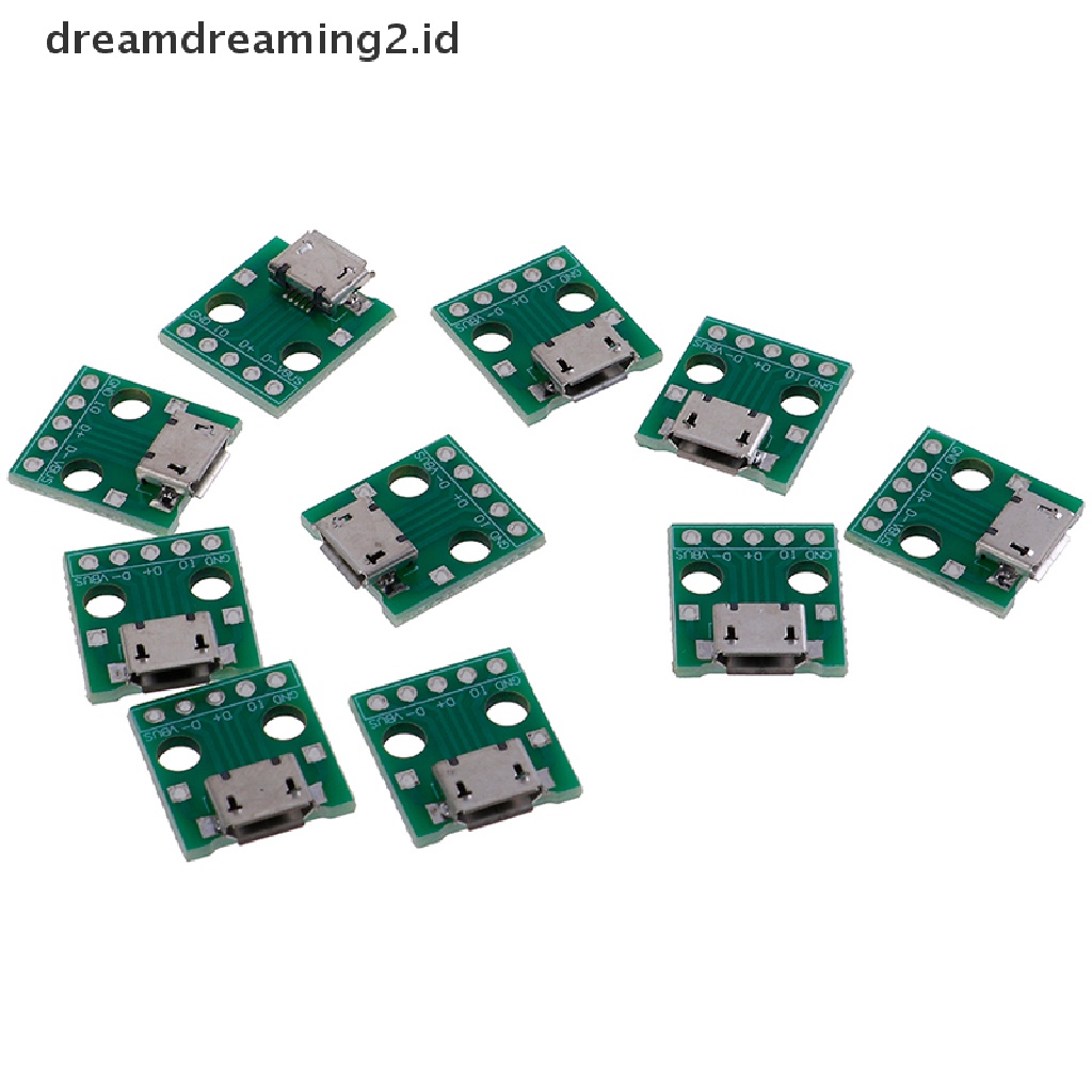 (hot) 10pcs Adaptor MICRO USB Ke Celup 5Pin Konektor Perempuan Papan Konverter PCB//