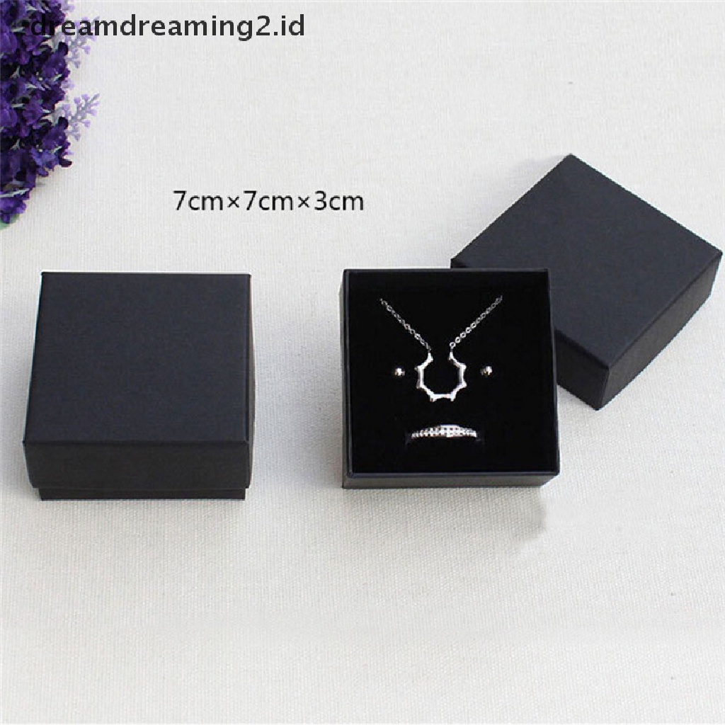 (hot) Paket Kertas Hitam Case Cincin Kalung Anting Gelang Perhiasan Gift Box Decor//