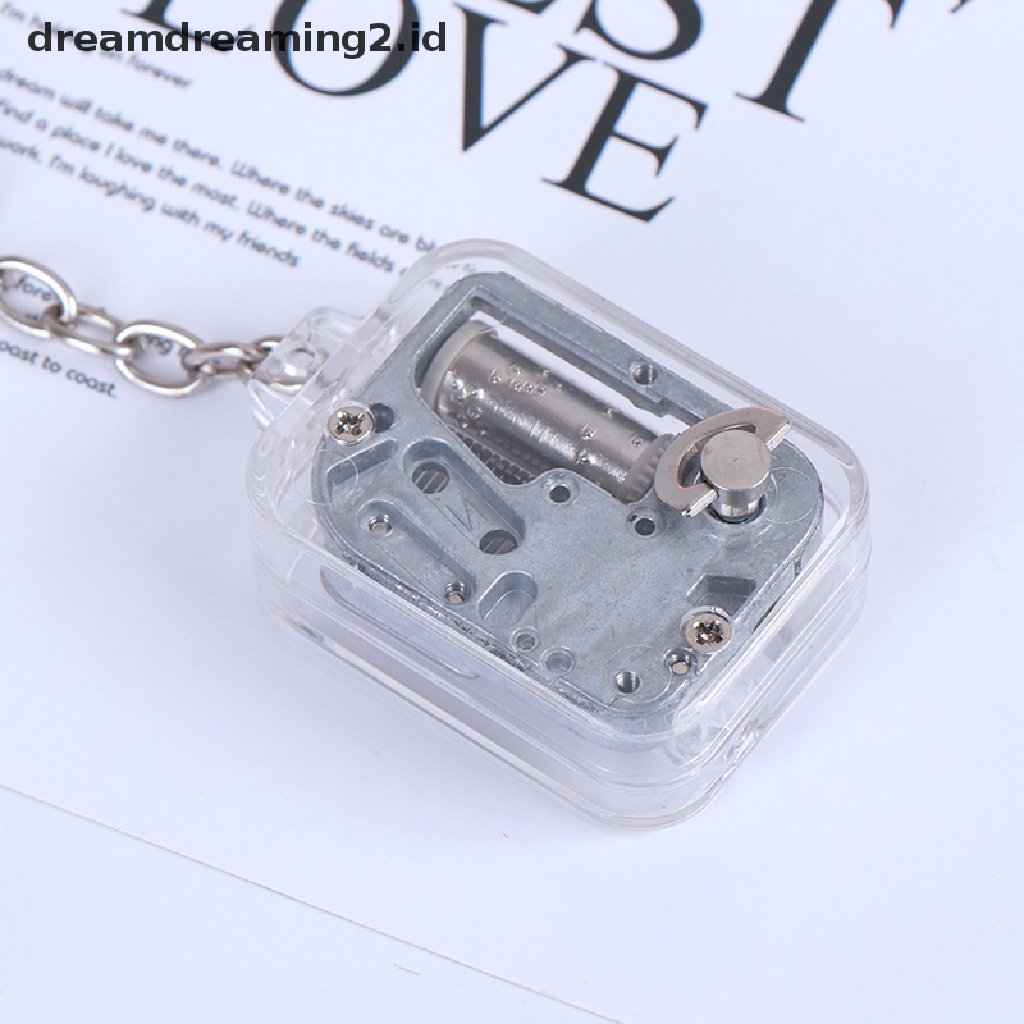 (hot) 1pc Kotak Musik DIY Mekanik Metal Music Boxes Jarum Jam Gantungan Kunci Hadiah//