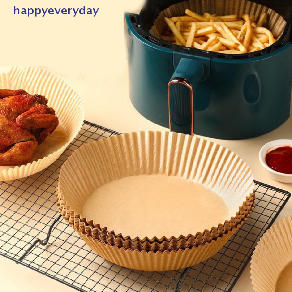 [happy] 25/50pcs Air Fryer Kertas Sekali Pakai Liners Basket Non-Stick Oil-Proof Parchment Round Airfryer Baking Paper Aksesoris Dapur [ID]