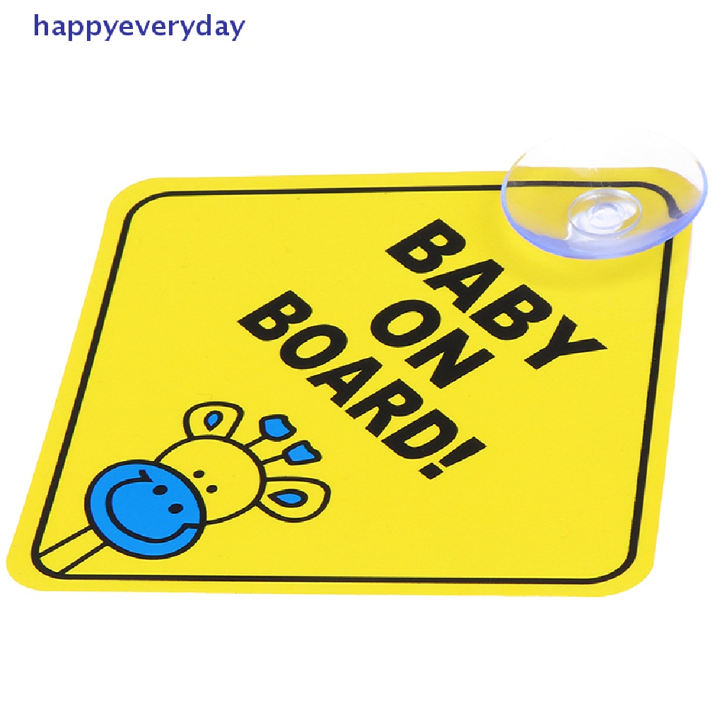 [happy] Baby On Board SAFETY Jendela Mobil Suction Cup Kuning Reflektif Warning Sign 12CM [ID]