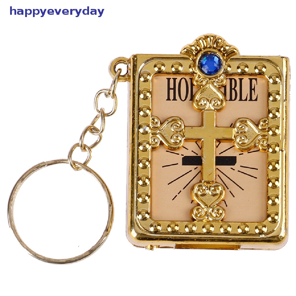 [happy] Gantungan Kunci Kitab Suci Mini Gantungan Kunci Salib Yesus Kristen Religi Keyring [ID]