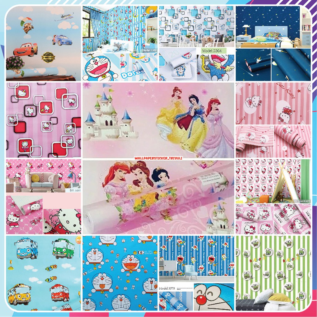 WALLPAPER DINDING KAMAR TIDUR ANAK CEWEK 45CM X 10 M WALPAPER DINDING ANAK WALPEPER KARTUN KARAKTER 