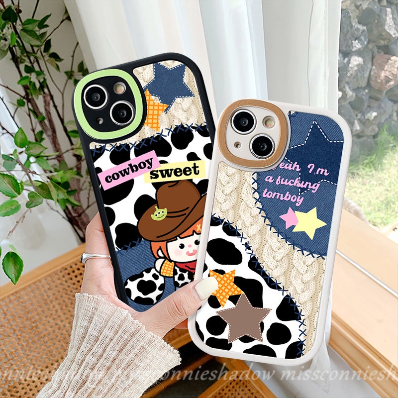 Casing Leopard Splicing Denim Untuk Samsung A13 A12 A04 A14 5G A50 A50s A32 A03s A03 A20s A02s A30s A20 A10s A23 A72 A52 A21s A33 A04s A51 A52s A11 A22 A71 A53 A73 A31 Casing Koboi Lucu