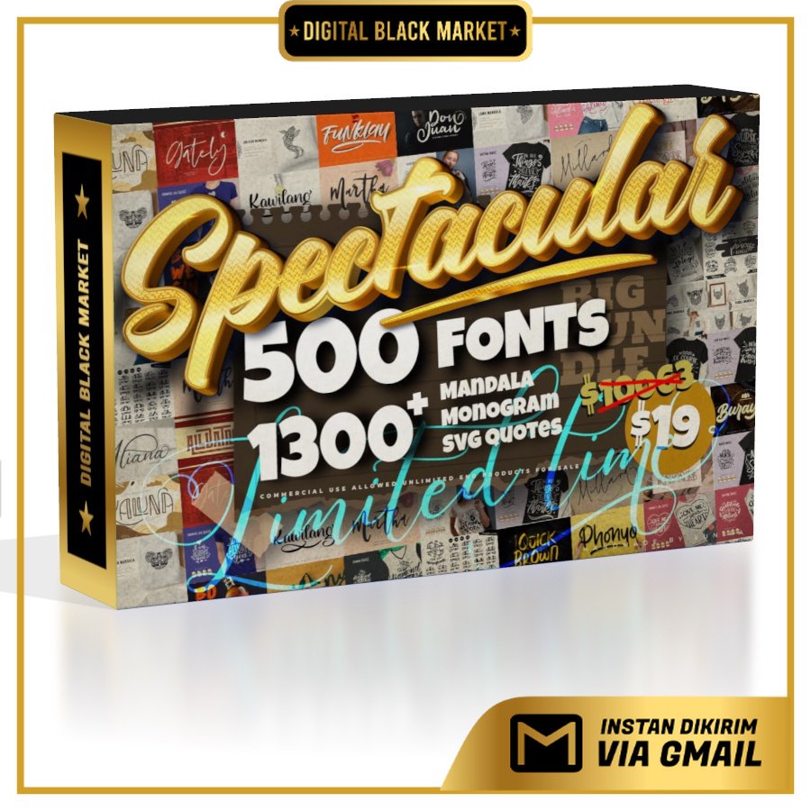 Spectacular Collection Big Bundle 500 Premium Fonts + 1309 Premium Graphics