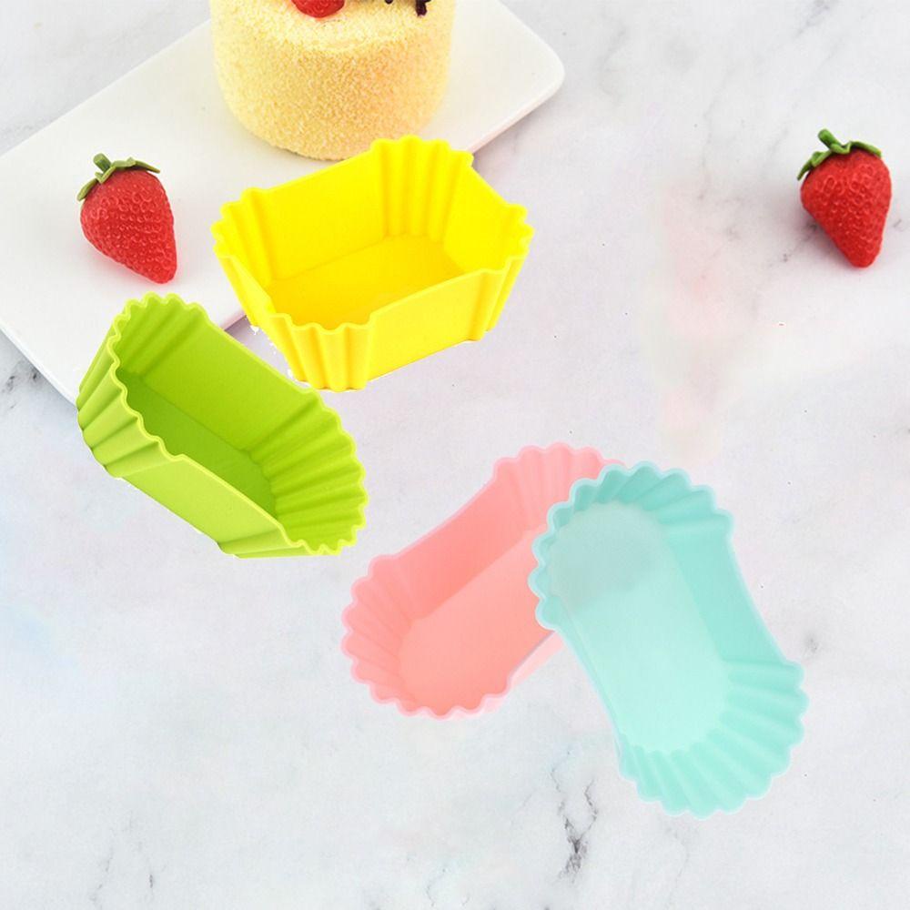 [Elegan] Cangkir Sekat Makan 3pcs/Set Cetakan Kue Silikon Reusable Warna-Warni Multifungsi