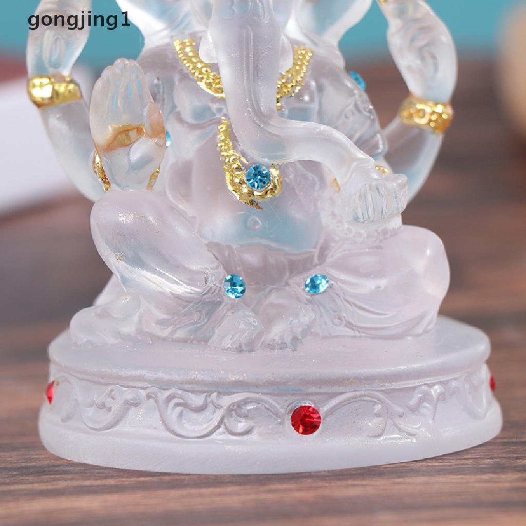 Ggg Ganesh Patung Dewa Sukses Gajah Hindu Resin Transparan Figurine Ornamen ID