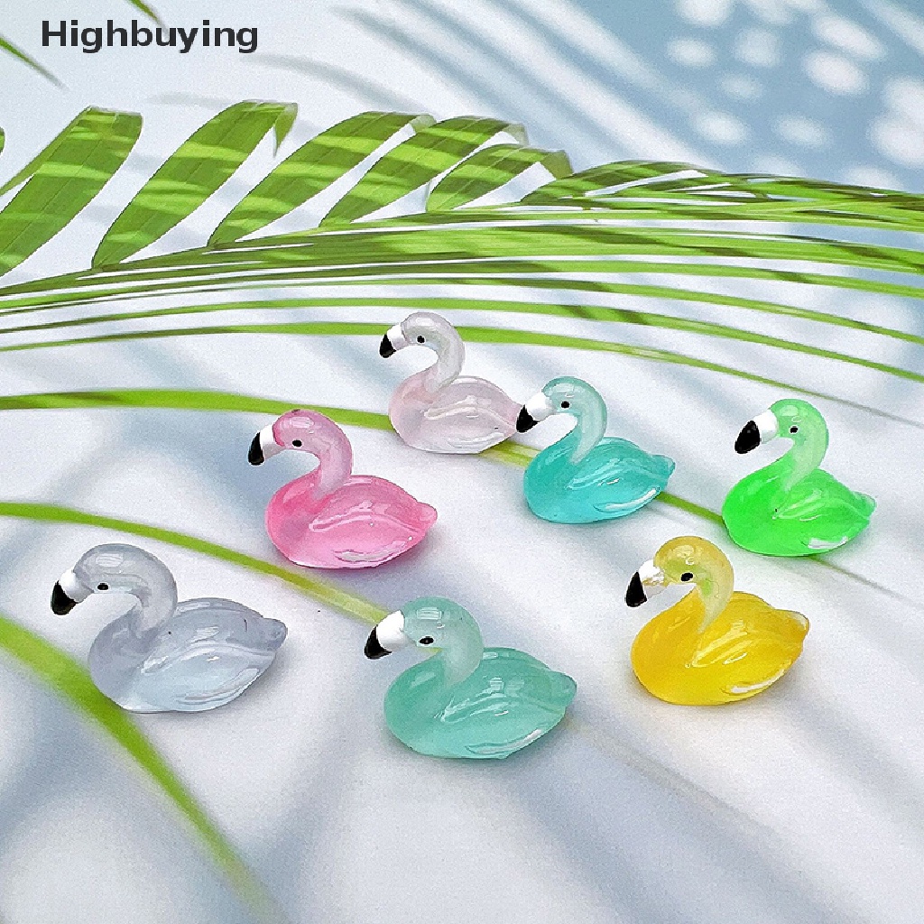 Hbid 2PC Luminous Mini Kartun Resin Swan Mainan Dekorasi Taman Rumah Resin Aksesoris Untuk Bahan Crafg Perhiasan Ch Glory