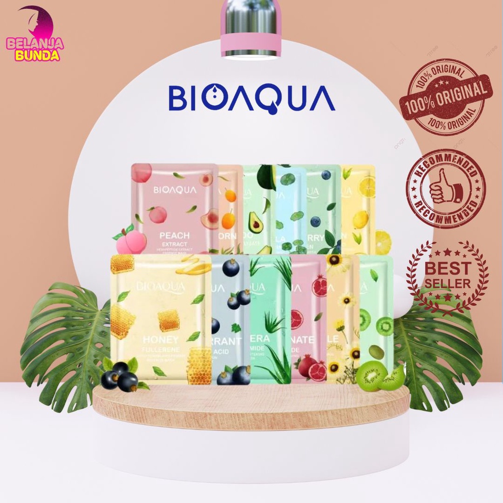 BIOAQUA SHEET MASK HYDRATING ESSENCE FACE MASK [BPOM] Masker Wajah Memutihkan Anti-Acne Hyaluronic Acid Hydrating